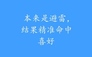 本来是避雷，结果精准命中喜好